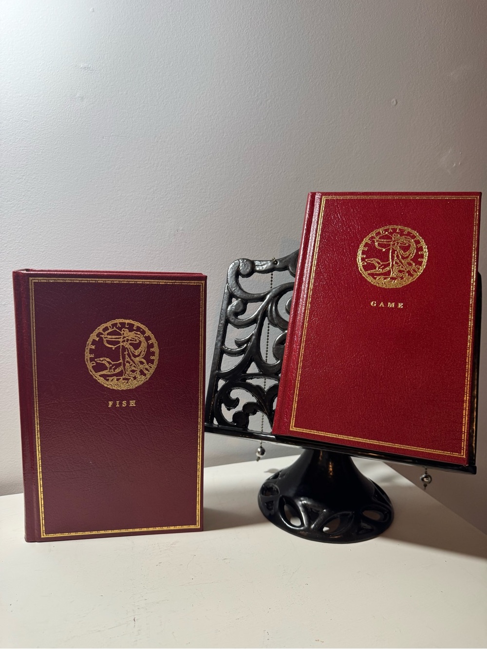 Decorative Red Leather Coffee Table Books - Set of 2
